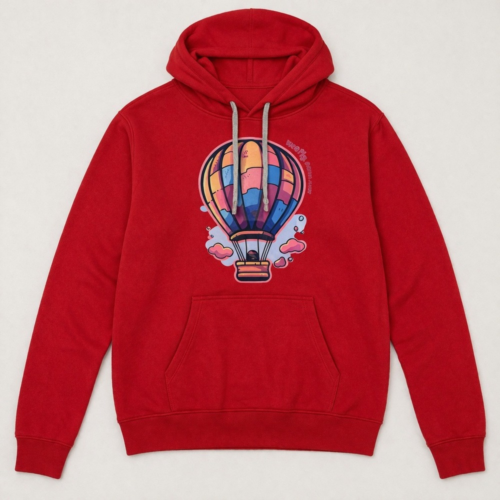 Red Cotton Hoddie Hot‎ Air Balloon Rainbow S Cozy Dopamine Dressing Whimsical